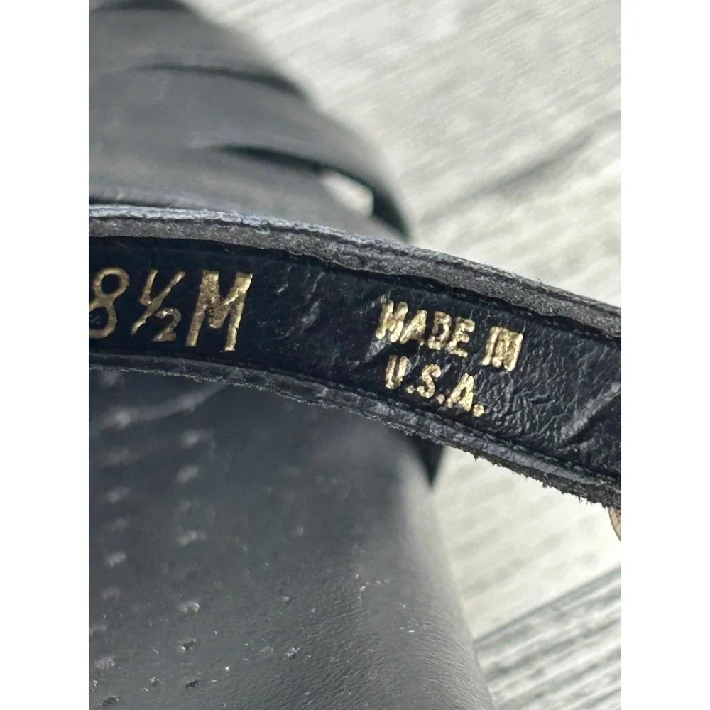 SAS Shoes Womens Size 8.5M Black Leather Tripad Comfort Sandals Made USA Buckle‎